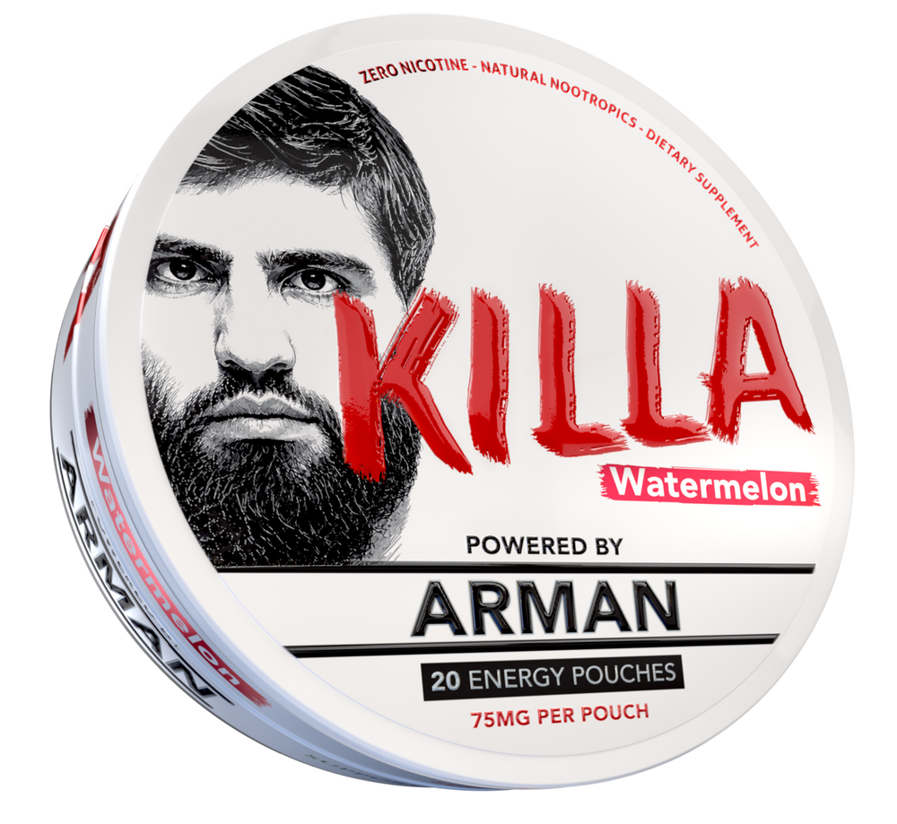 Killa Energy Watermelon - 20 energy pouches, 75mg per pouch, zero nicotine