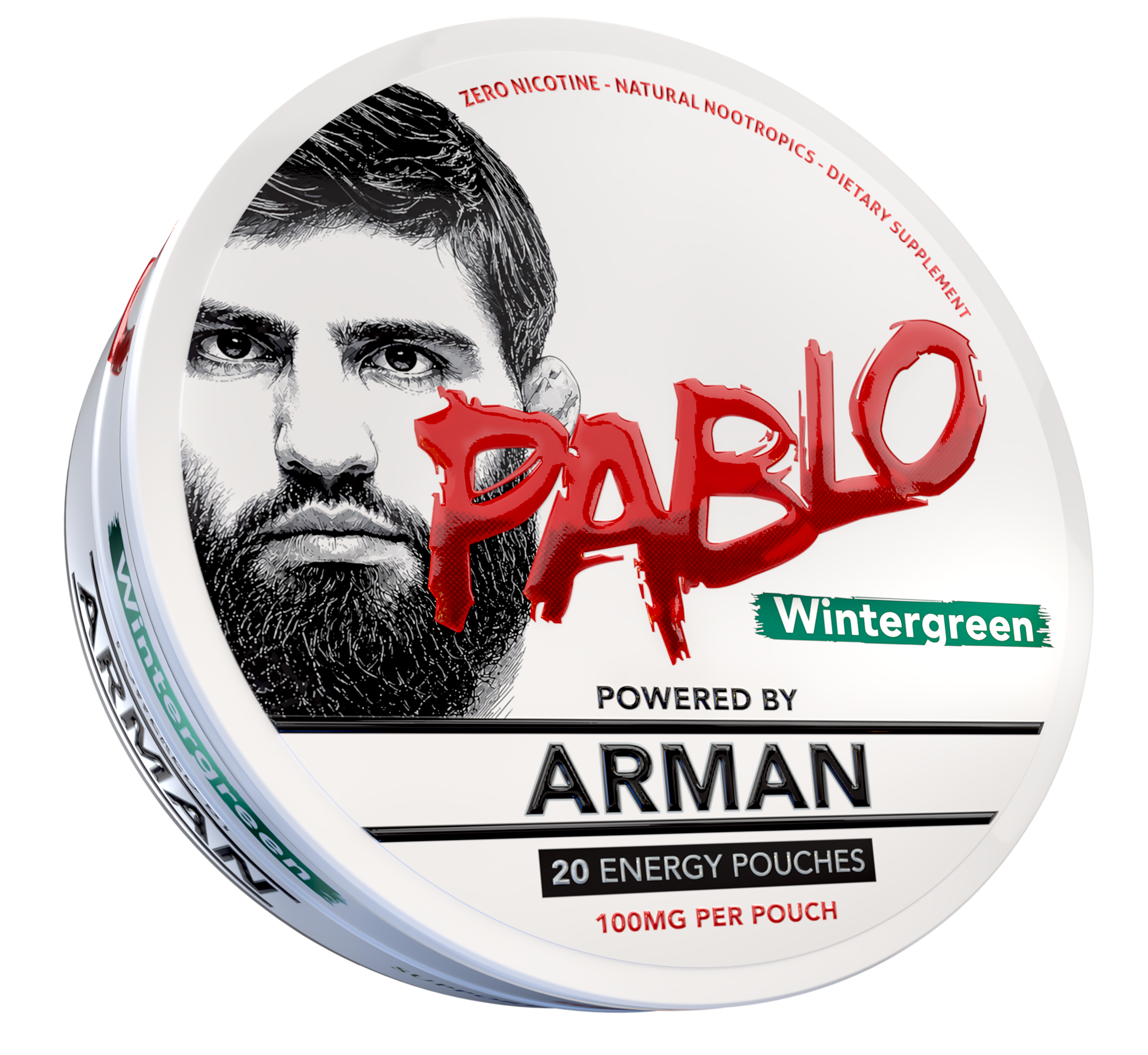 Pablo Energy Wintergreen - 20 energy pouches, 100mg per pouch, zero nicotine
