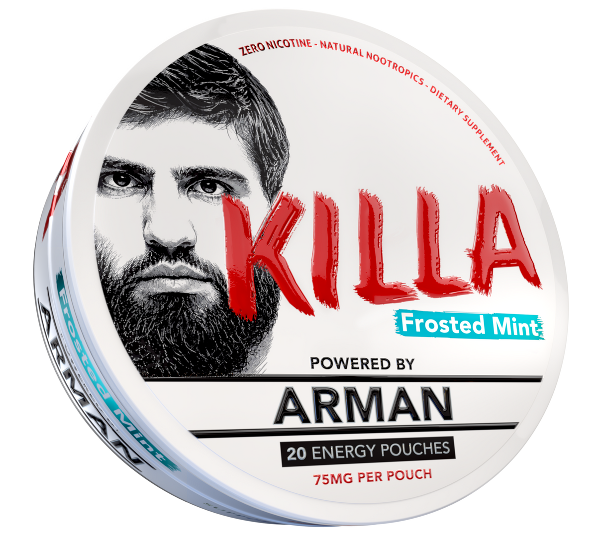 Killa Energy Frosted Mint - 20 energy pouches, 75mg per pouch, zero nicotine