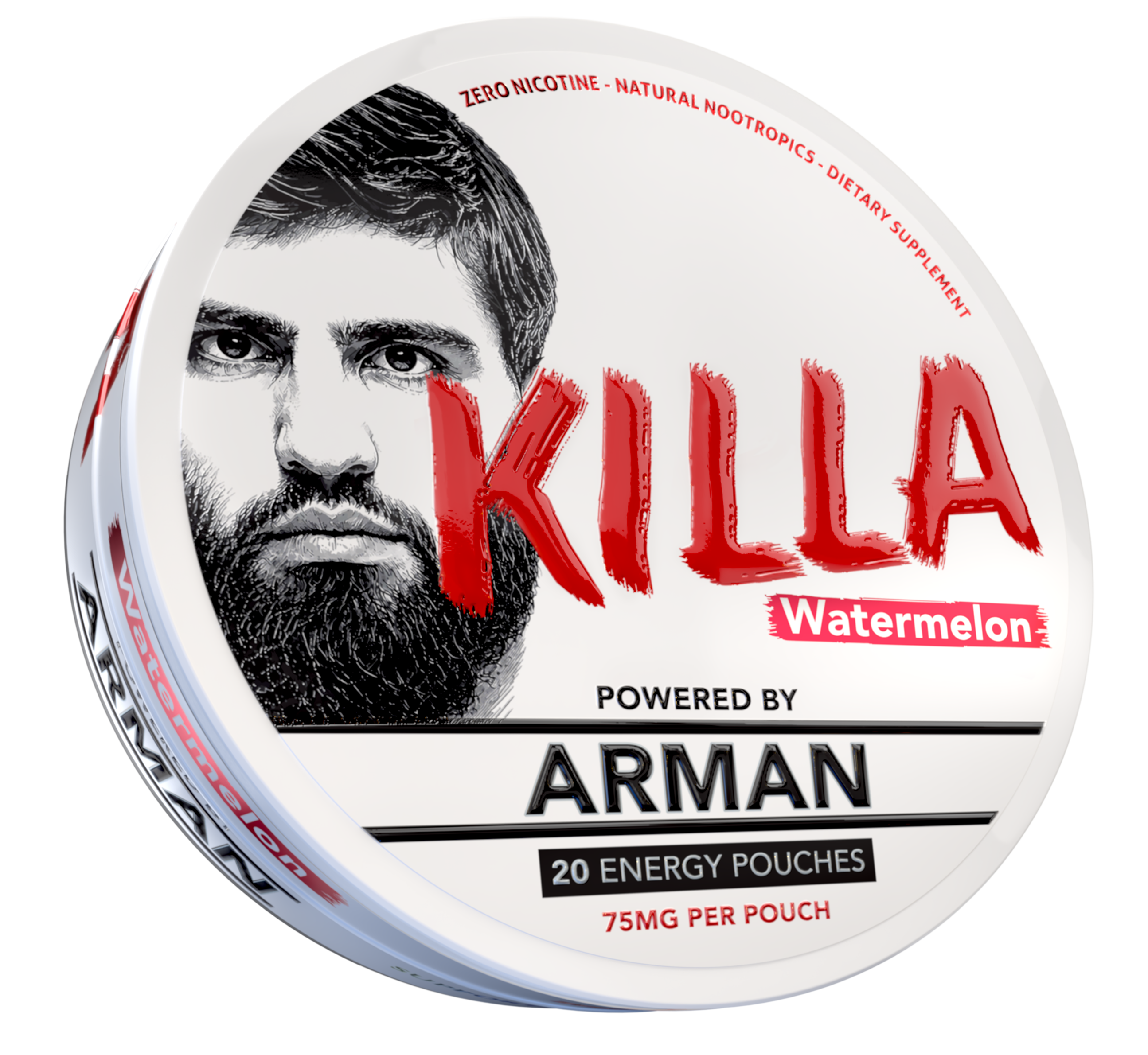 Killa Energy Watermelon - 20 energy pouches, 75mg per pouch, zero nicotine